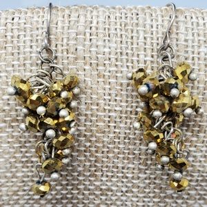 925 Sterling Silver Gold Bead Cluster post dangle
